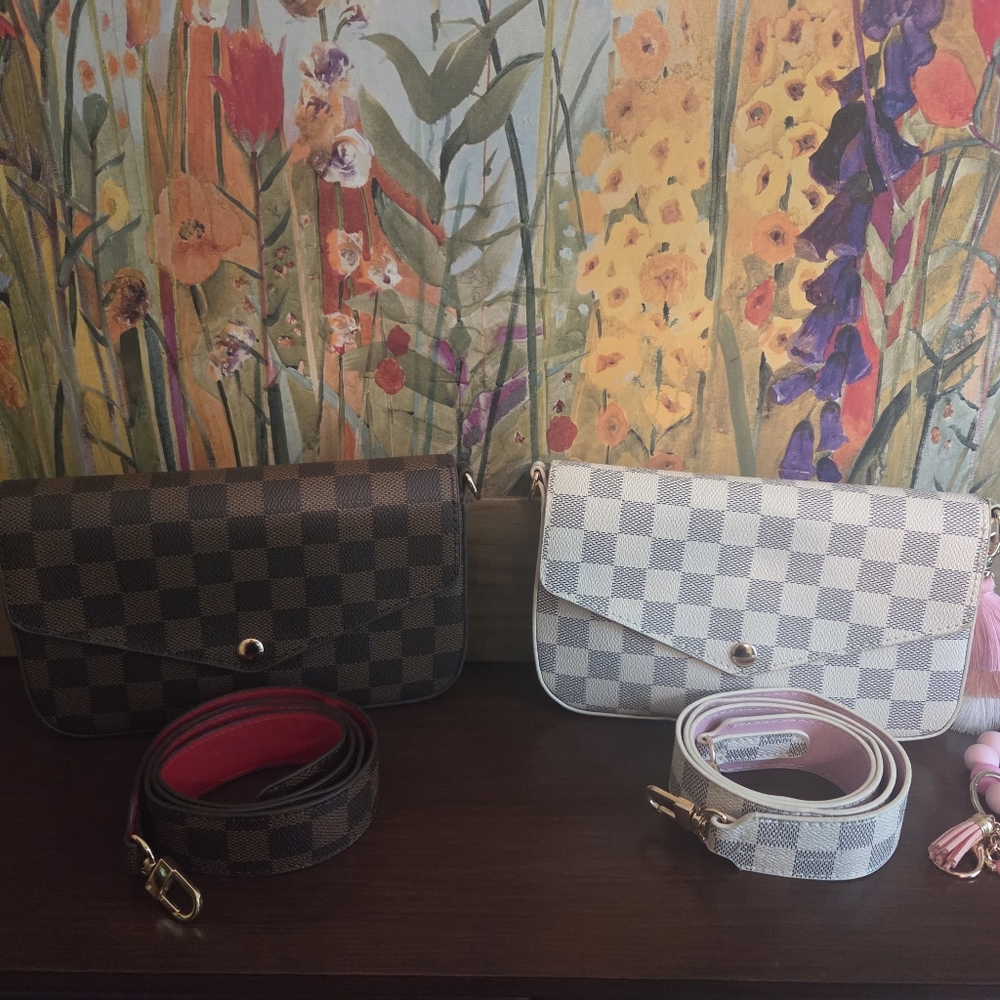 Checkered Pattern Crossbody Bag Set - image 1